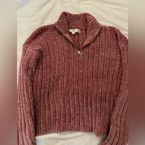 Wine Color! Soft Quarter Zip Sweater!